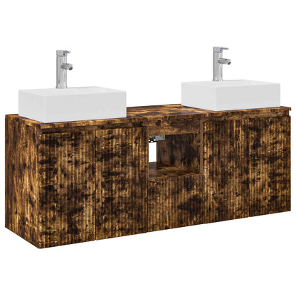 vidaXL Bathroom Cabinet Set 3 pcs Smoked Oak 129 x 41 x 79.5 cm 2