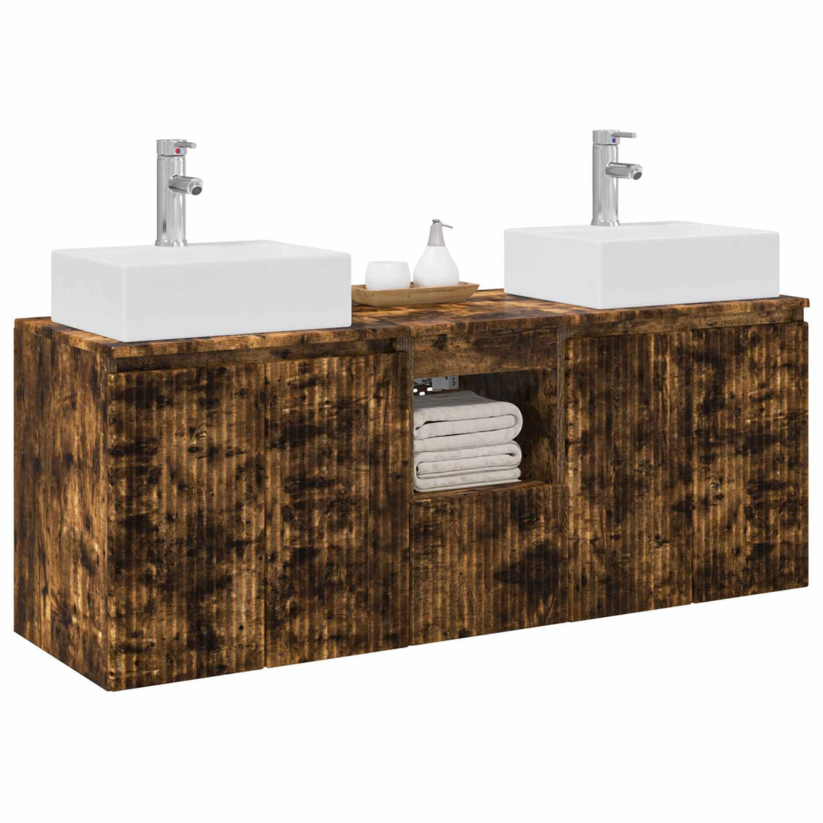 vidaXL Bathroom Cabinet Set 3 pcs Smoked Oak 129 x 41 x 79.5 cm 3