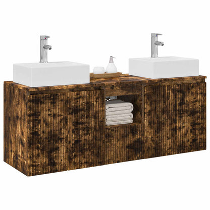 vidaXL Bathroom Cabinet Set 3 pcs Smoked Oak 129 x 41 x 79.5 cm 3