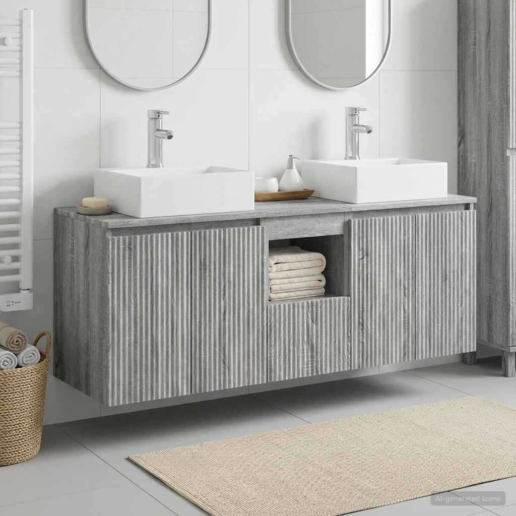vidaXL Bathroom Cabinet Set 3 pcs Grey Sonoma 129 x 41 x 79.5 cm 1