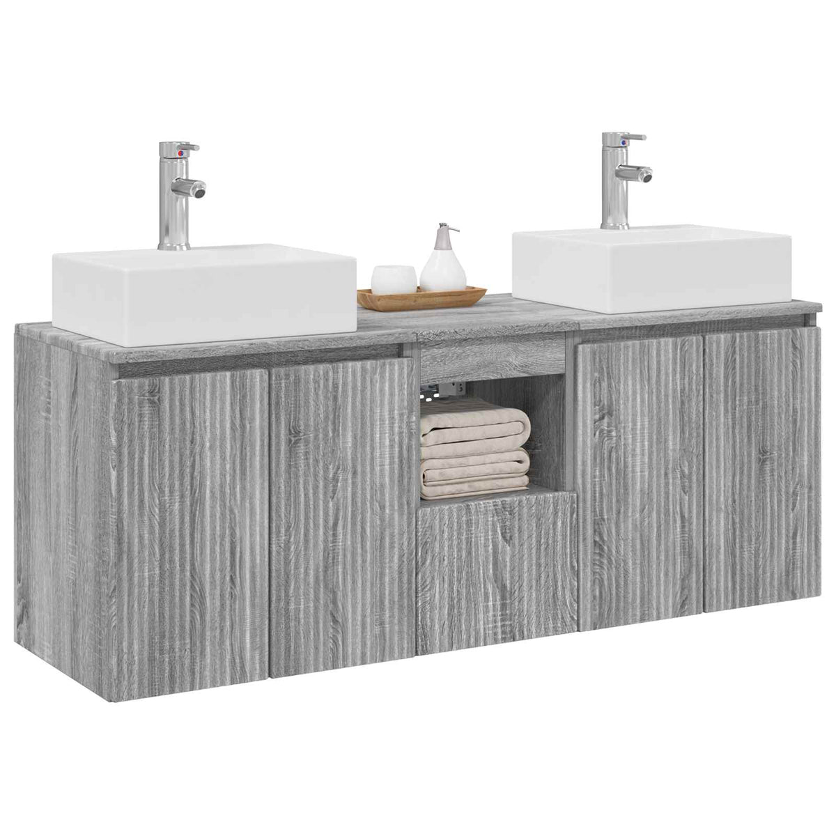 vidaXL Bathroom Cabinet Set 3 pcs Grey Sonoma 129 x 41 x 79.5 cm 3