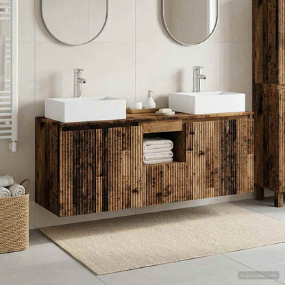 vidaXL Bathroom Cabinet Set 3 pcs Old Wood 129 x 41 x 79.5 cm 1