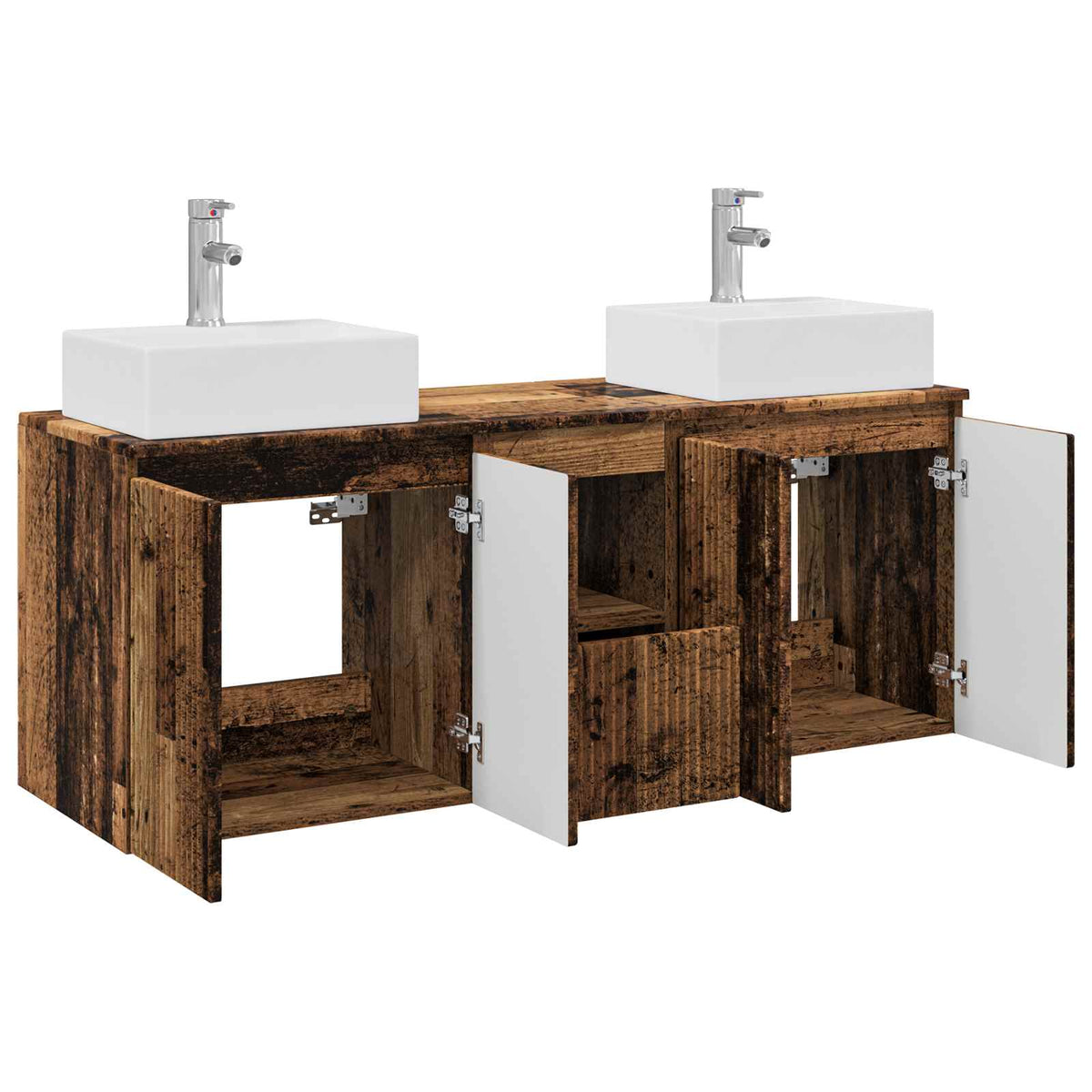 vidaXL Bathroom Cabinet Set 3 pcs Old Wood 129 x 41 x 79.5 cm 4