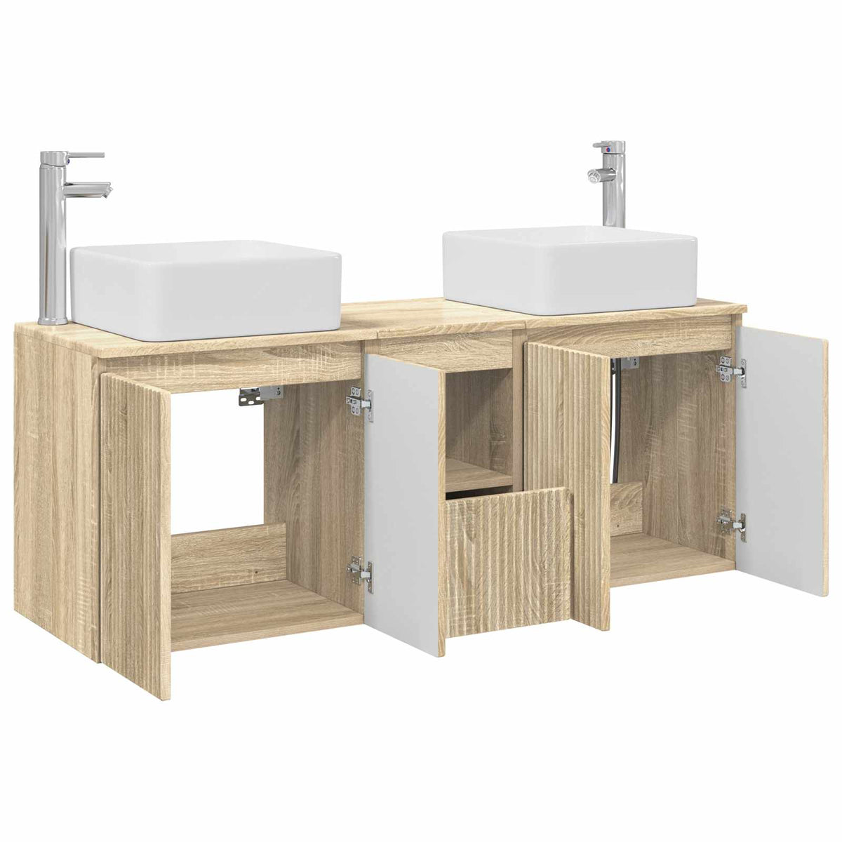 vidaXL Bathroom Cabinet Set 3 pcs Sonoma Oak 135 x 35 x 80 cm 4