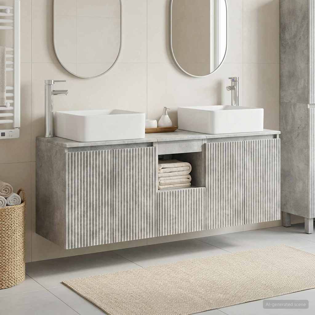 vidaXL Bathroom Cabinet Set 3 pcs Concrete Grey 135 x 35 x 80 cm 1