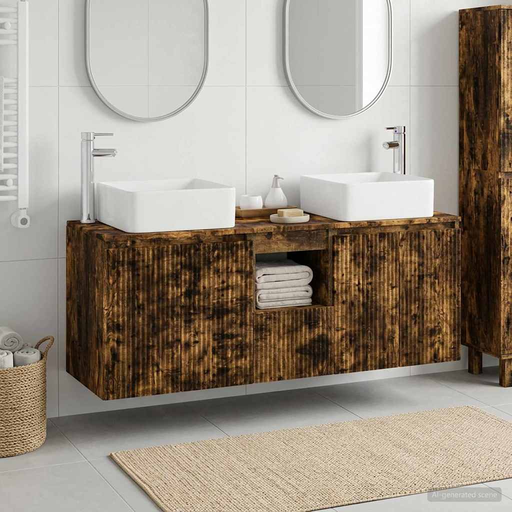 vidaXL Bathroom Cabinet Set 3 pcs Smoked Oak 135 x 35 x 80 cm 1