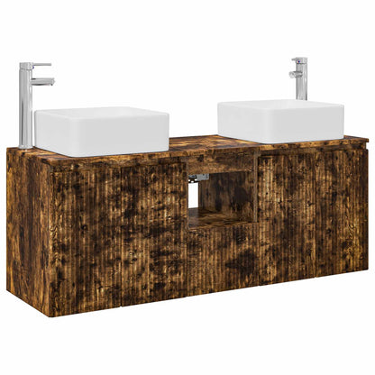Bathroom Cabinet Set 3 pcs 135 x 35 x 80 cm Smoked oak