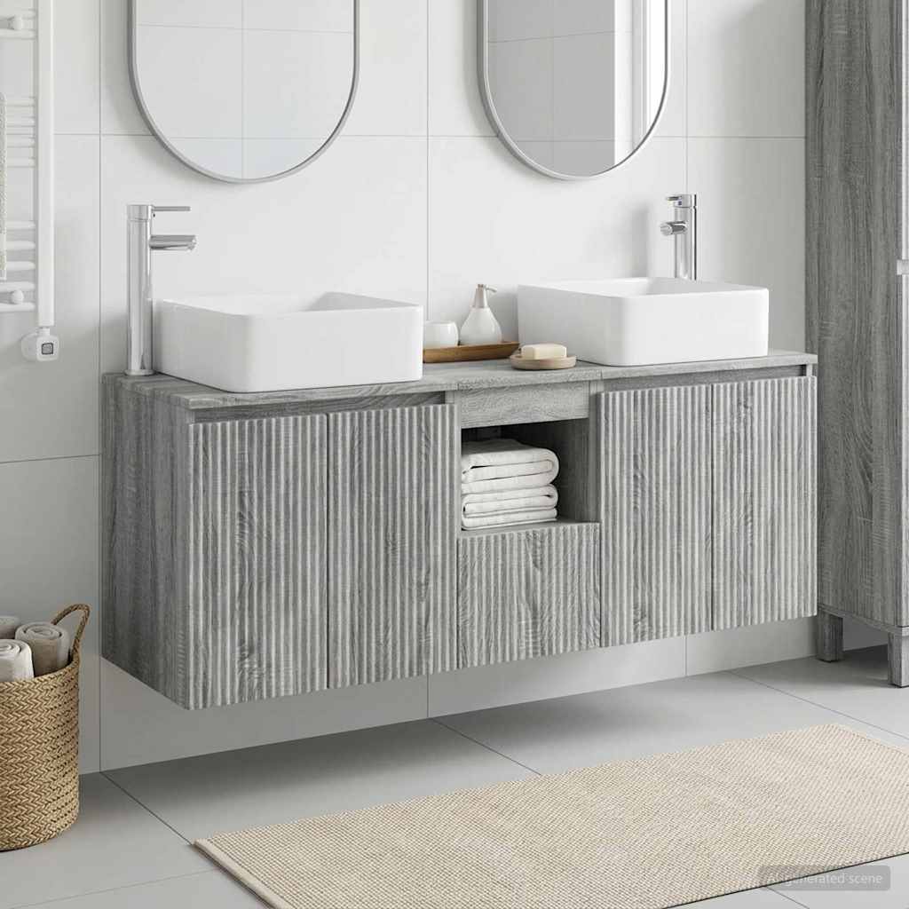 vidaXL Bathroom Cabinet Set 3 pcs Grey Sonoma 135 x 35 x 80 cm 1