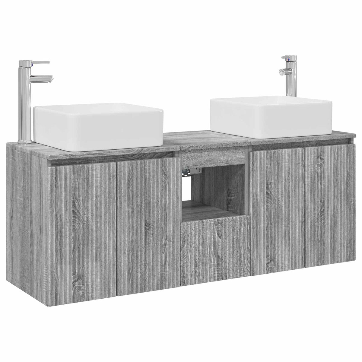 vidaXL Bathroom Cabinet Set 3 pcs Grey Sonoma 135 x 35 x 80 cm 2