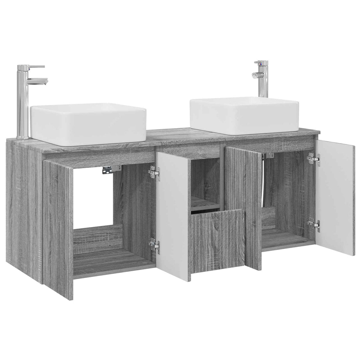 vidaXL Bathroom Cabinet Set 3 pcs Grey Sonoma 135 x 35 x 80 cm 4