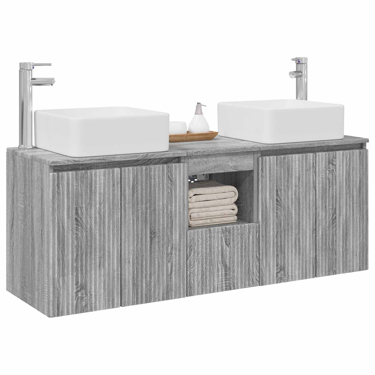 Bathroom Cabinet Set 3 pcs 135 x 35 x 80 cm Grey sonoma