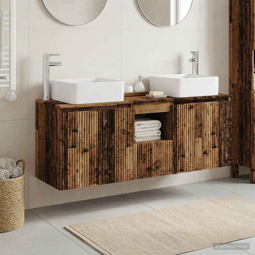 vidaXL Bathroom Cabinet Set 3 pcs Old Wood 135 x 35 x 80 cm 1