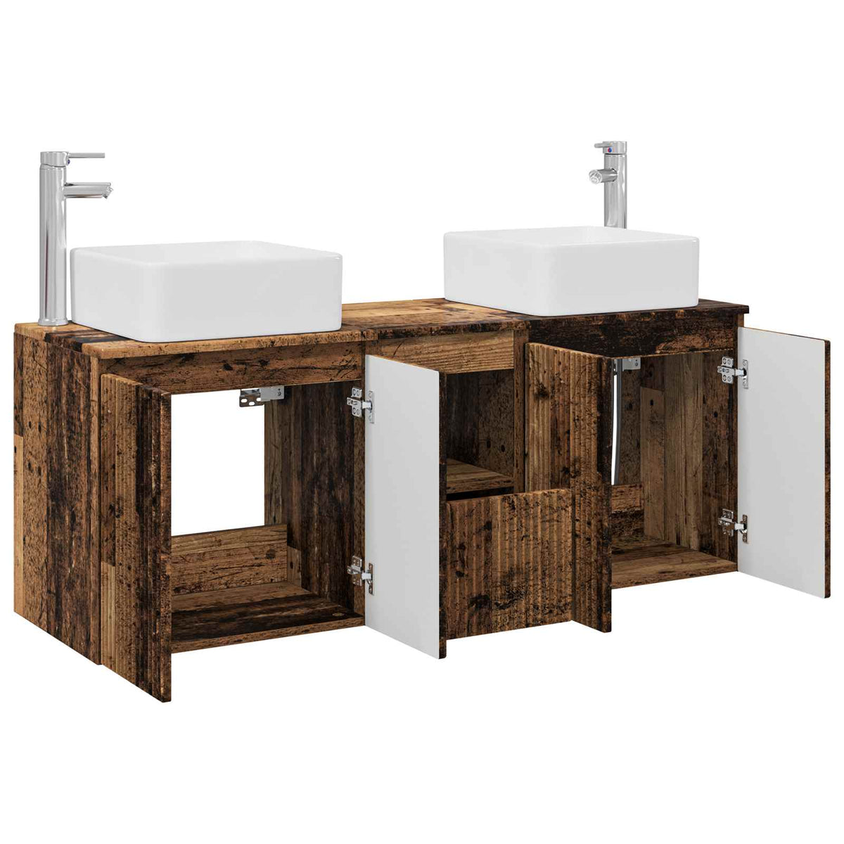 vidaXL Bathroom Cabinet Set 3 pcs Old Wood 135 x 35 x 80 cm 4