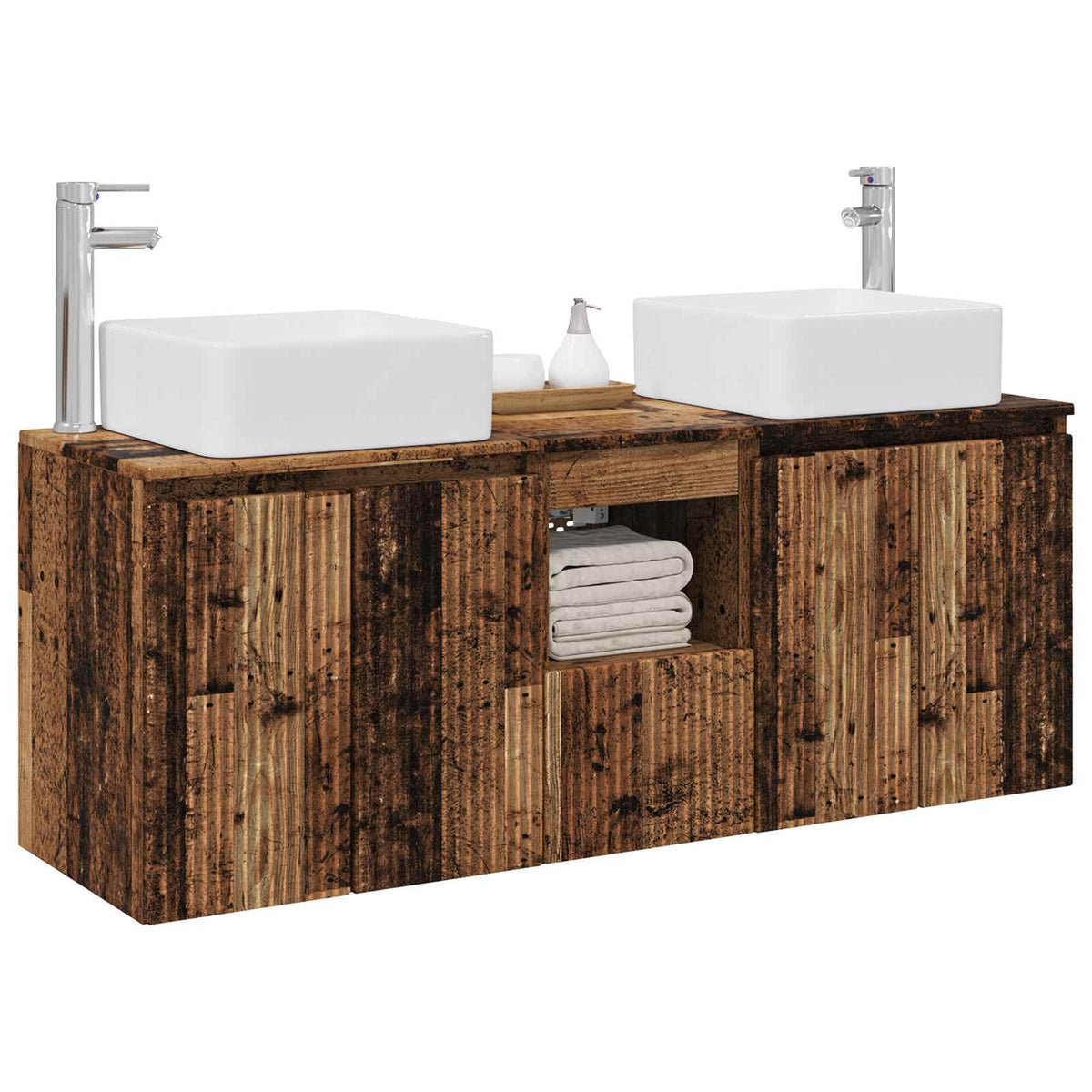 vidaXL Bathroom Cabinet Set 3 pcs Old Wood 135 x 35 x 80 cm 3