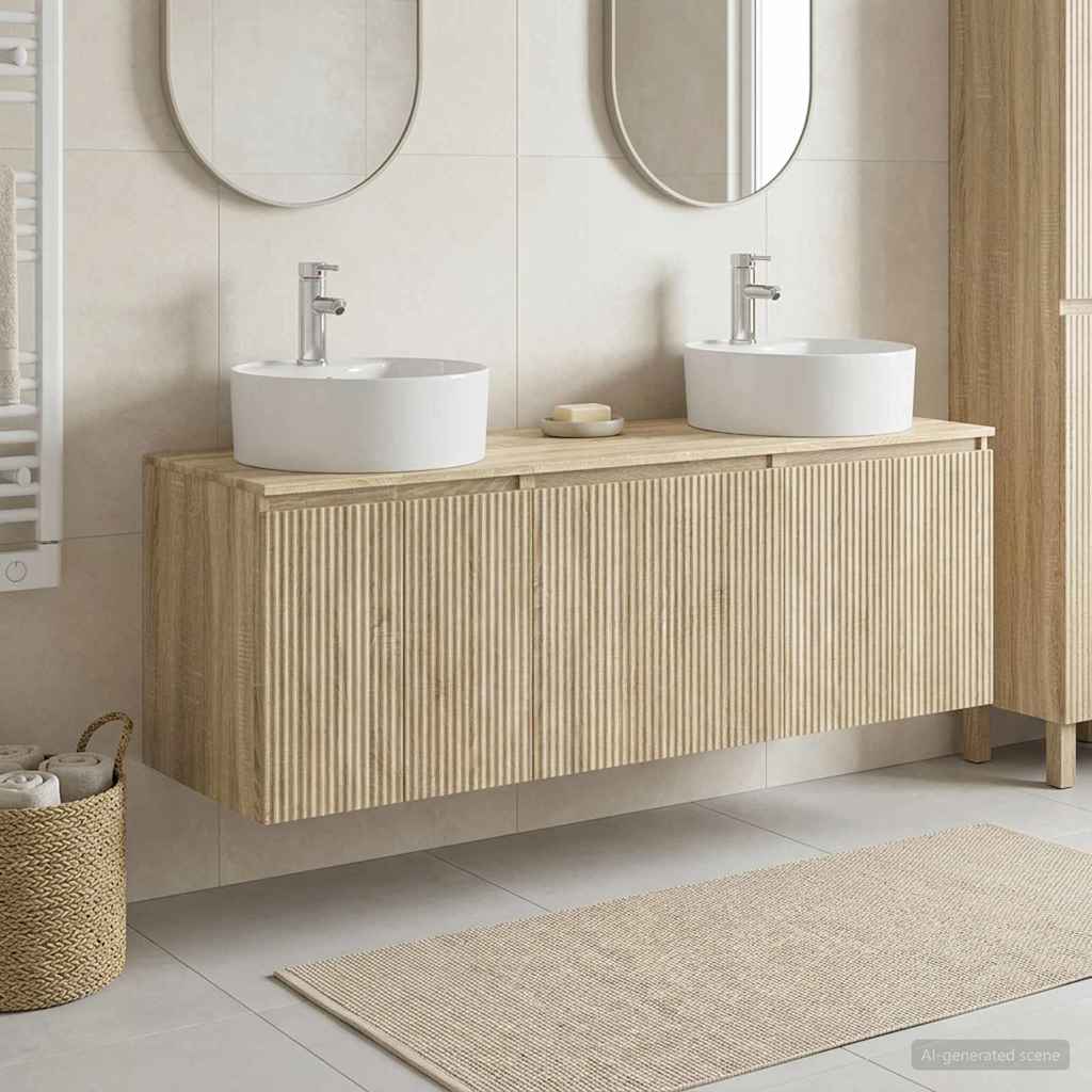 vidaXL Bathroom Cabinet Set 3 pcs Sonoma Oak 161.5 x 44.5 x 82 cm 1