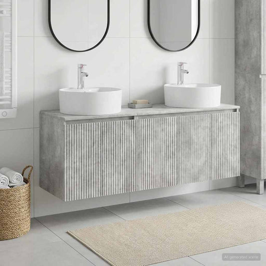 Bathroom Cabinet Set 3 pcs 161.5 x 44.5 x 82 cm Concrete grey