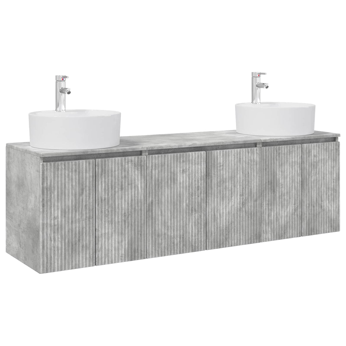 vidaXL Bathroom Cabinet Set 3 pcs Concrete Grey 161.5 x 44.5 x 82 cm 2