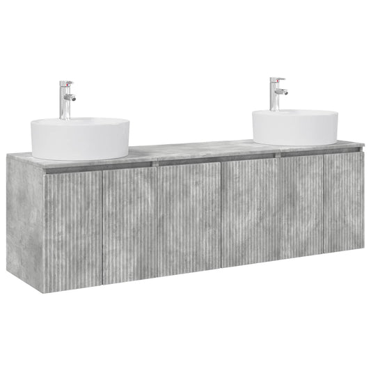 Bathroom Cabinet Set 3 pcs 161.5 x 44.5 x 82 cm Concrete grey