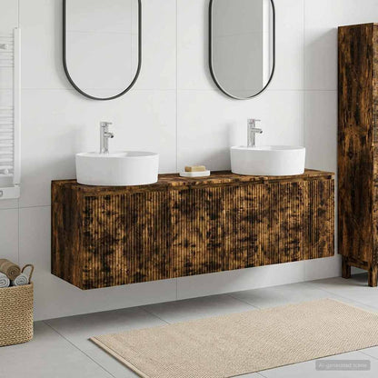 vidaXL Bathroom Cabinet Set 3 pcs Smoked Oak 161.5 x 44.5 x 82 cm 1