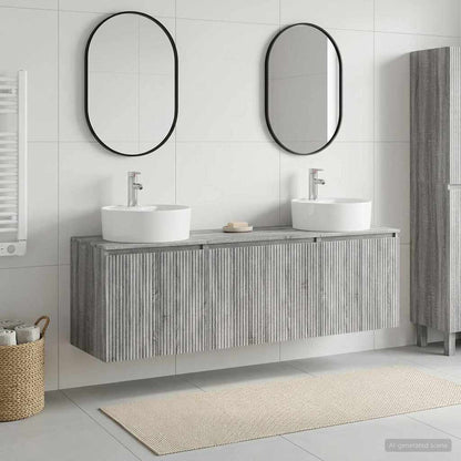 vidaXL Bathroom Cabinet Set 3 pcs Grey Sonoma 161.5 x 44.5 x 82 cm 1