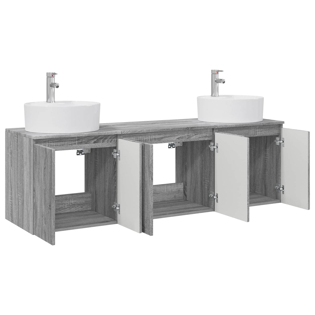 vidaXL Bathroom Cabinet Set 3 pcs Grey Sonoma 161.5 x 44.5 x 82 cm 3