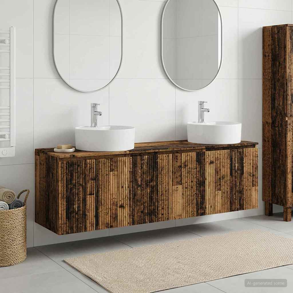 vidaXL Bathroom Cabinet Set 3 pcs Old Wood 161.5 x 44.5 x 82 cm 1