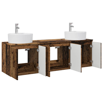 vidaXL Bathroom Cabinet Set 3 pcs Old Wood 161.5 x 44.5 x 82 cm 3