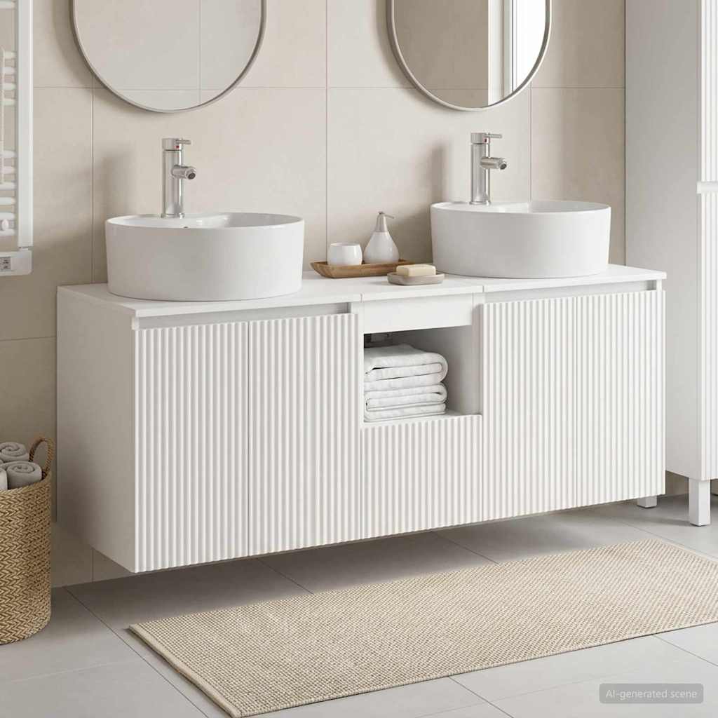 vidaXL Bathroom Cabinet Set 3 pcs White 129 x 44.5 x 82 cm 1
