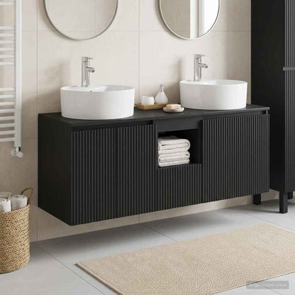 Wall-mounted Bathroom Cabinet Set 3 pcs Black