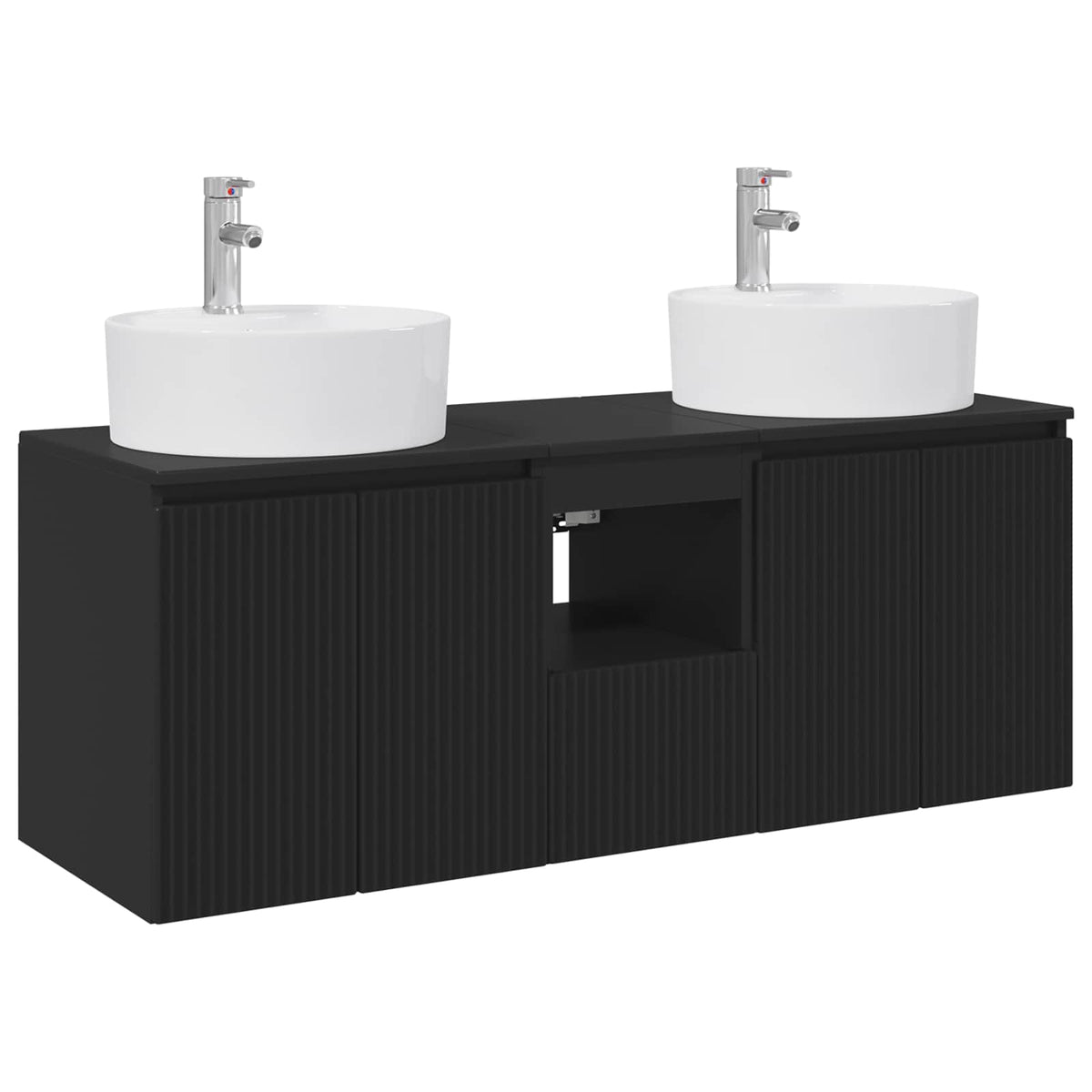 Wall-mounted Bathroom Cabinet Set 3 pcs Black