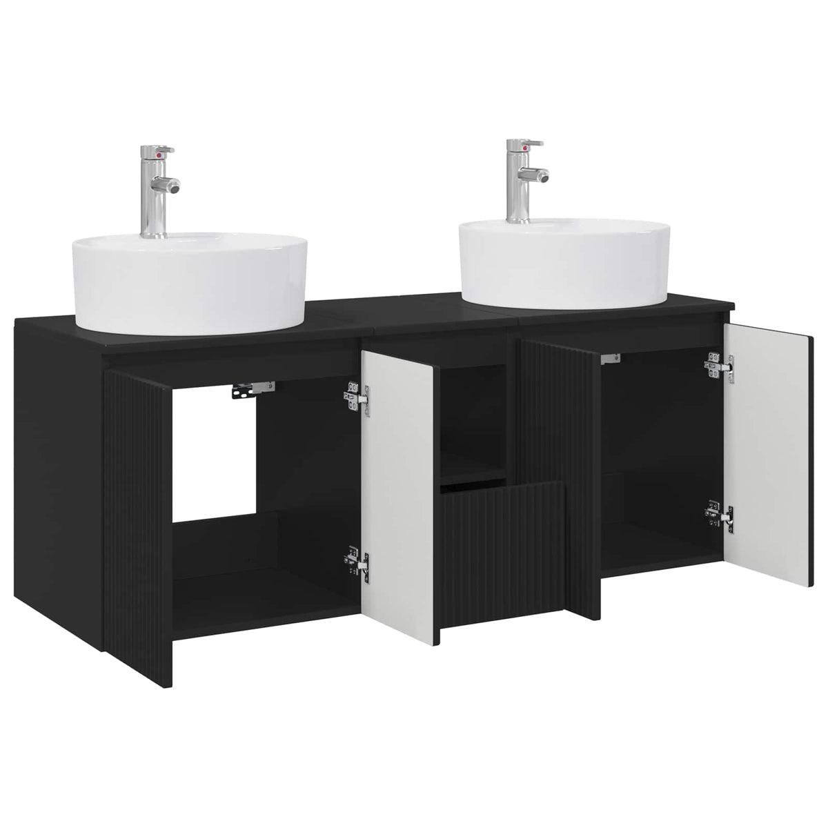 vidaXL Bathroom Cabinet Set 3 pcs Black 129 x 44.5 x 82 cm 4