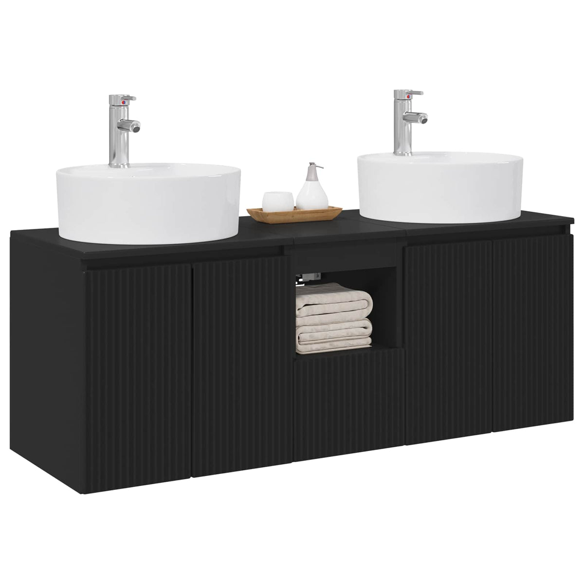 vidaXL Bathroom Cabinet Set 3 pcs Black 129 x 44.5 x 82 cm 3