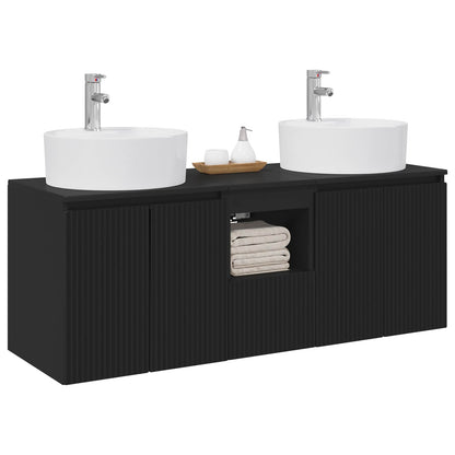 Wall-mounted Bathroom Cabinet Set 3 pcs Black