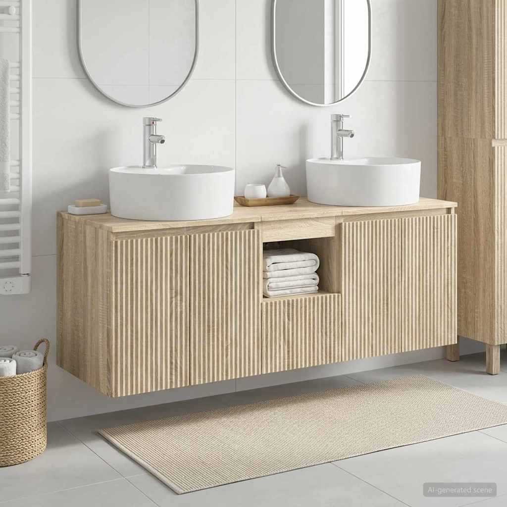 vidaXL Bathroom Cabinet Set 3 pcs Sonoma Oak 49.5 x 44.5 x 65 cm 1