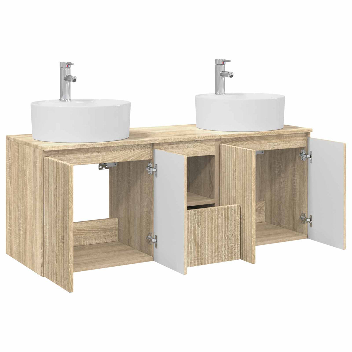 vidaXL Bathroom Cabinet Set 3 pcs Sonoma Oak 49.5 x 44.5 x 65 cm 4