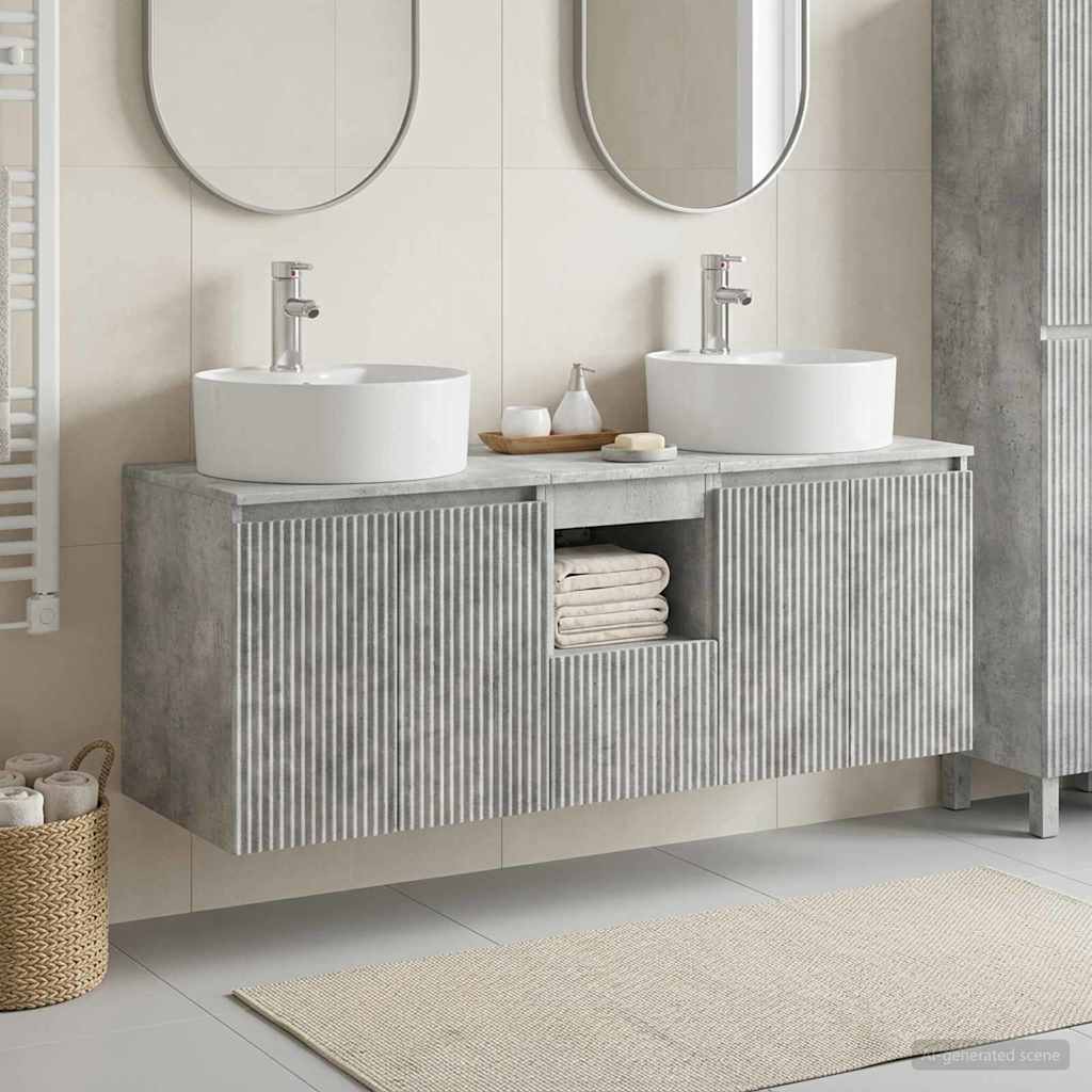 vidaXL Bathroom Cabinet Set 3 pcs Concrete Grey 49.5 x 44.5 x 65 cm 1