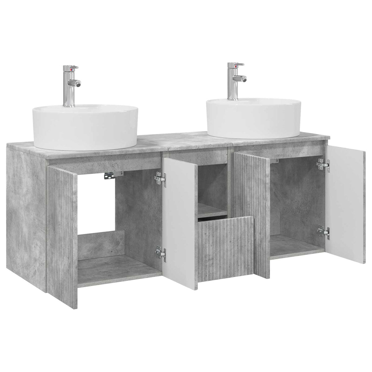 vidaXL Bathroom Cabinet Set 3 pcs Concrete Grey 49.5 x 44.5 x 65 cm 4