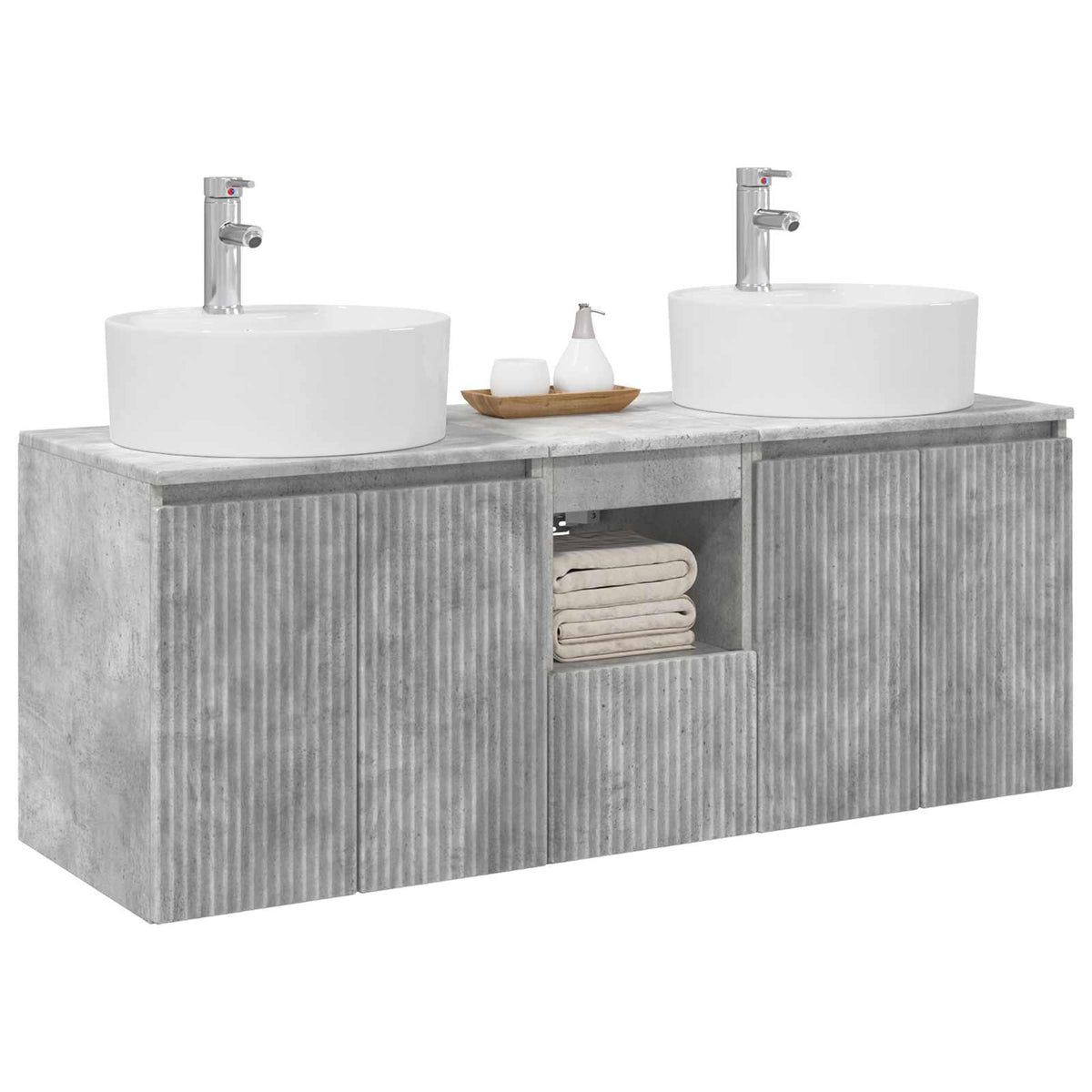 Wall-mounted Bathroom Cabinet Set 3 pcs Concrete grey