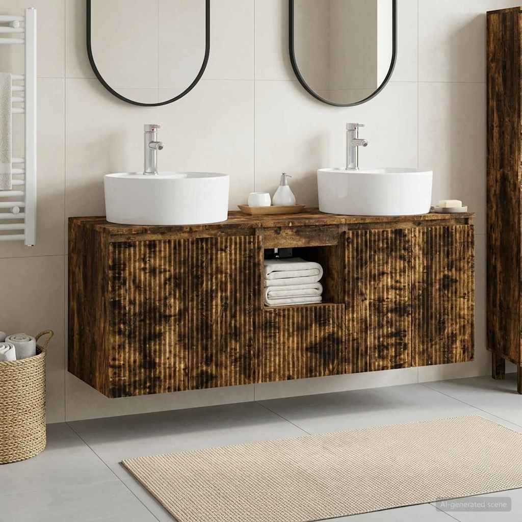 vidaXL Bathroom Cabinet Set 3 pcs Smoked Oak 49.5 x 44.5 x 65 cm 1