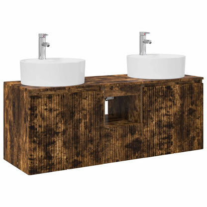vidaXL Bathroom Cabinet Set 3 pcs Smoked Oak 49.5 x 44.5 x 65 cm 2
