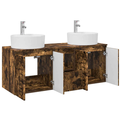 vidaXL Bathroom Cabinet Set 3 pcs Smoked Oak 49.5 x 44.5 x 65 cm 4