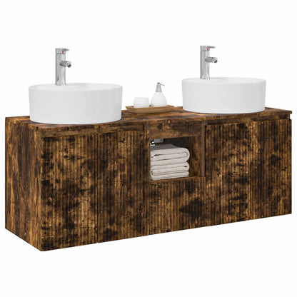 vidaXL Bathroom Cabinet Set 3 pcs Smoked Oak 49.5 x 44.5 x 65 cm 3