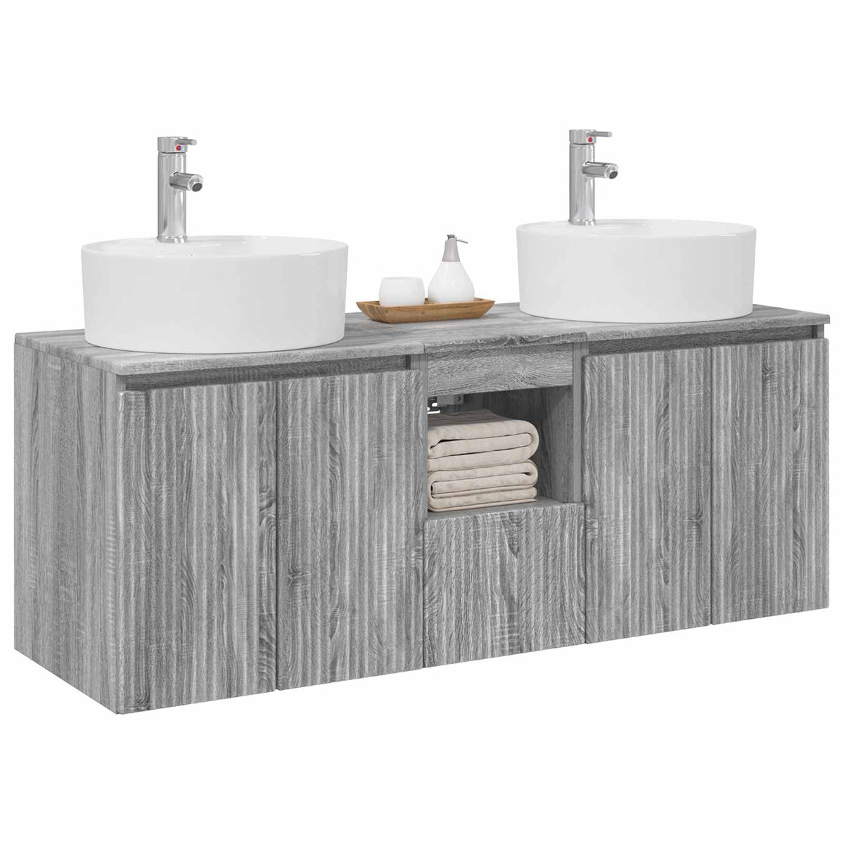 vidaXL Bathroom Cabinet Set 3 pcs Grey Sonoma 49.5 x 44.5 x 65 cm 3