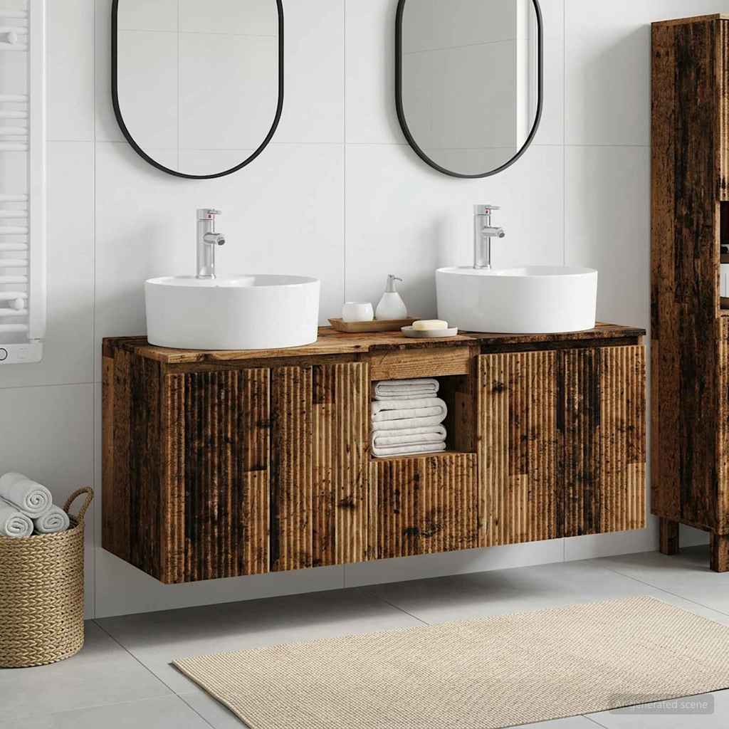 vidaXL Bathroom Cabinet Set 3 pcs Old Wood 49.5 x 44.5 x 65 cm 1