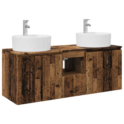 vidaXL Bathroom Cabinet Set 3 pcs Old Wood 49.5 x 44.5 x 65 cm 2