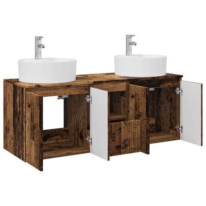 vidaXL Bathroom Cabinet Set 3 pcs Old Wood 49.5 x 44.5 x 65 cm 4