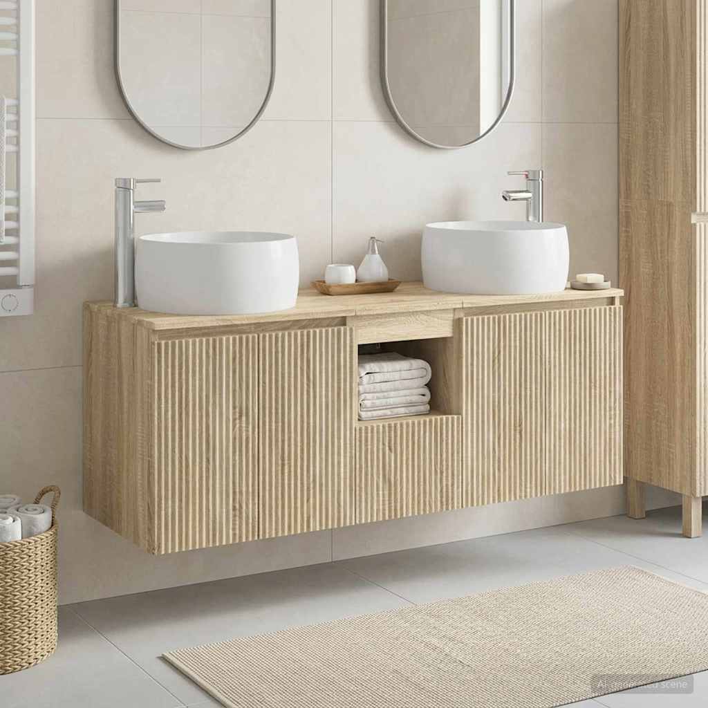 vidaXL Bathroom Cabinet Set 3 pcs Sonoma Oak 49.5 x 44.5 x 66 cm 1