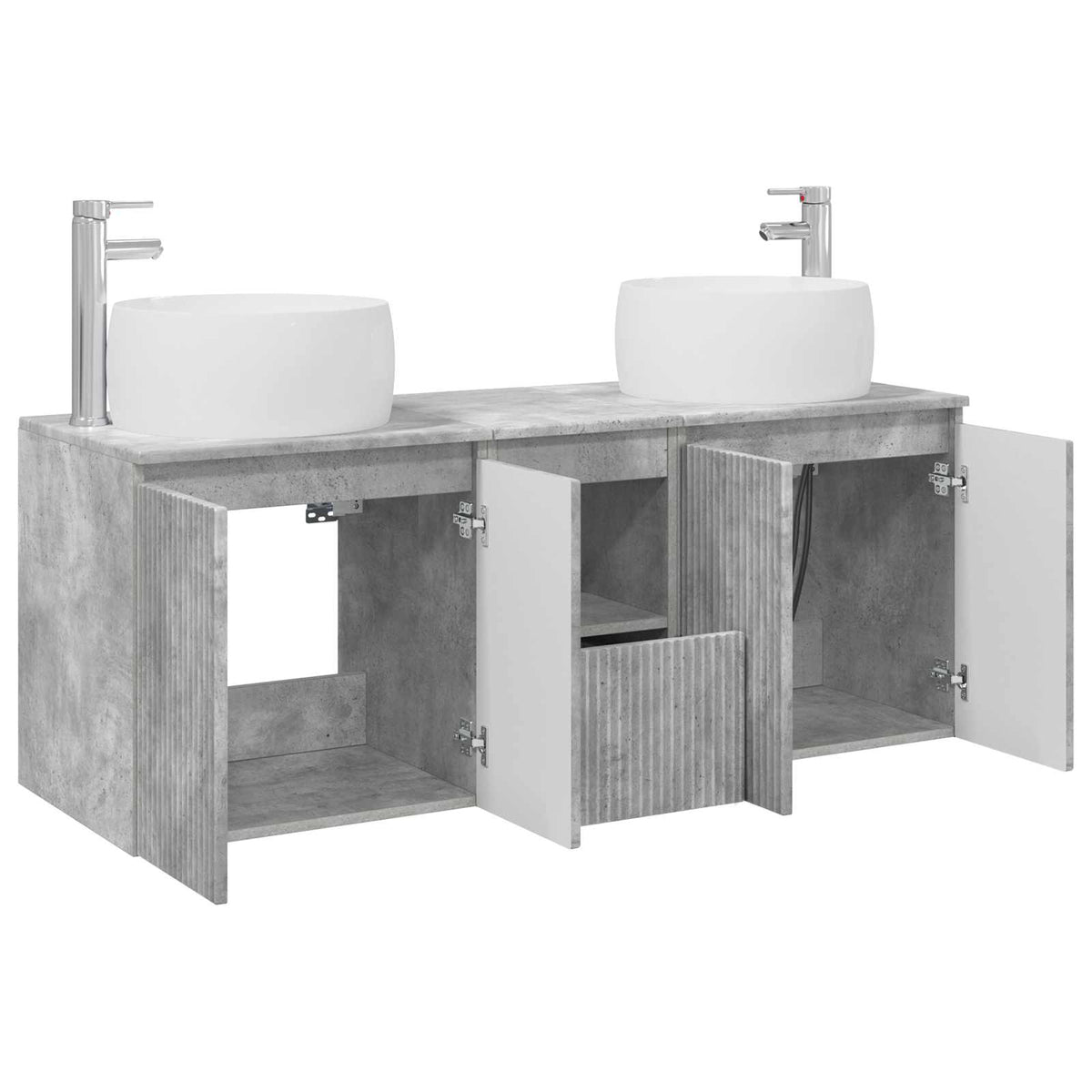 vidaXL Bathroom Cabinet Set 3 pcs Concrete Grey 49.5 x 44.5 x 66 cm 4