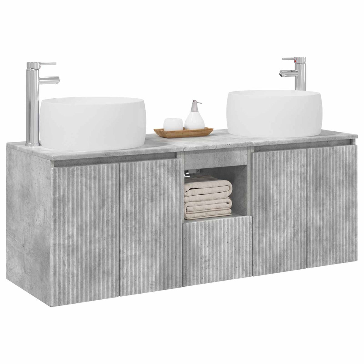 Bathroom Cabinet Set 3 pcs 129 x 44.5 x 80 cm Concrete grey