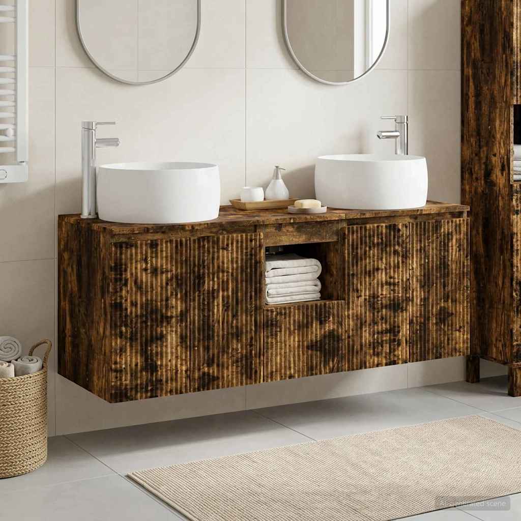 vidaXL Bathroom Cabinet Set 3 pcs Smoked Oak 49.5 x 44.5 x 66 cm 1